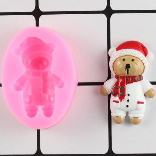 3D Bear Silicone Mold Cake Border Fondant Cake Decorating Tools Baby Birthday Cupcake Topper Candy Clay Chocolate Making Moulds