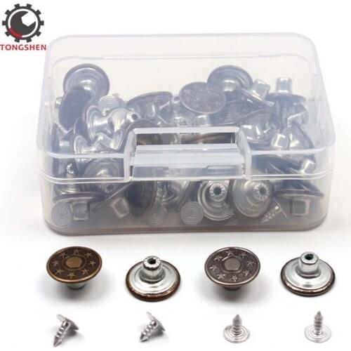 40 Sets Metal Jeans Buttons Denim Replacement Buttons Tack Snap Buttons with Rivets Mixed Button Clothing Accessories