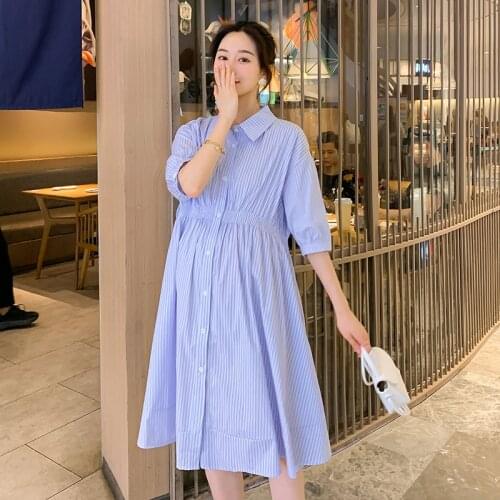 54336# Nursing Maternity Clothing Loose Stylish Shirt Dress Pregnant Women Pregnancy Nursing Dress