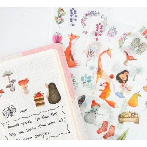 6 pcs/pack Kawaii Twilight Spirit Animals Decorative Stickers Adhesive Scrapbooking Diy Bullet Journal Sticker DIY Stationery