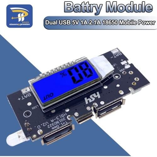 Automatic Protection! Dual USB 5V 1A 2.1A Mobile Power Bank 18650 Lithium Battery Charger Board Digital LCD Charging DIY Module