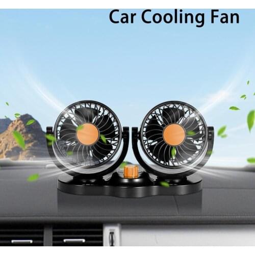 12V/24V Car Cooling Fan 360 Degree Rotatable Air Circulation Fan Air Cooling Dual Head Fan Low Noise Car Auto Cooler Air Fan Car