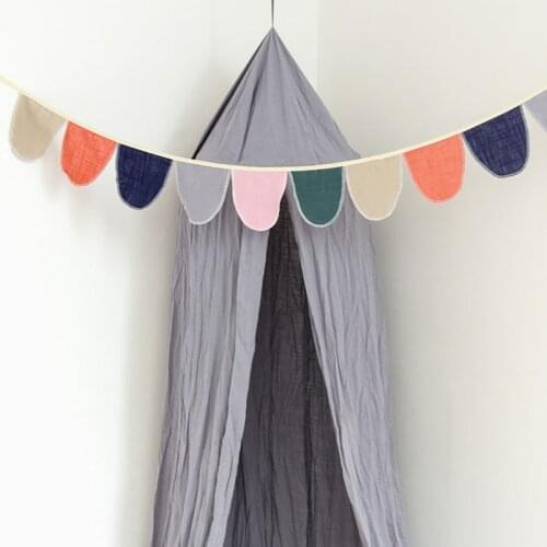 Slub Cotton Banner Pull Flowers Nordic Childrens Room Decoration Garland Wall Hanging Ornaments Nursery Party Decor Photo Props