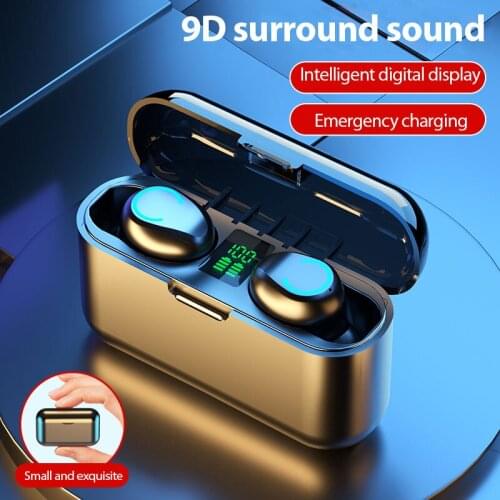 F9-13B TWS Touch Bluetooth Wireless Earphone 9D Noise Reduction Sports Headset Surround Sound Stereo Headphone with charging box