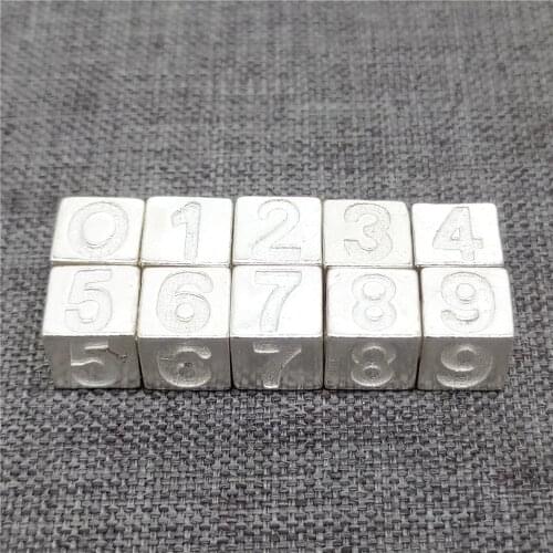 5pcs of 925 Sterling Silver Number Cube Beads 4-Sided for Bracelet Hole 3.5mm