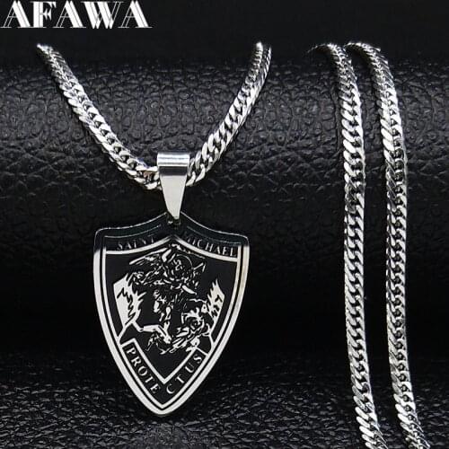 2021 Stainless Stee Chain Necklace for Women Angel Killing the Devil Silver Color Necklace Jewelry collares mujer N1844S01