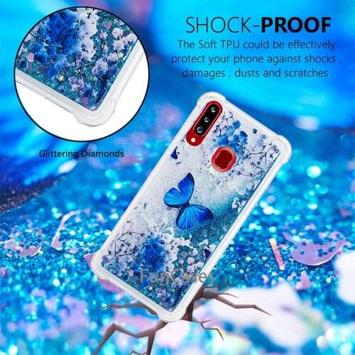 Case sFor Coque Samsung Galaxy A20s Case Cute Glitter Liquid Transparent Soft Silicone TPU Cover Capa for Galaxy A20s Phone Case