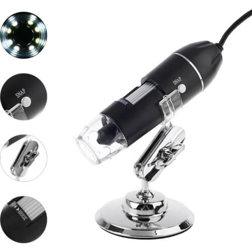 3-in-1 Digital Microscope 1600X Portable 2Adapters Support OSX Windows PC Type-C Micro-USB Phone USB Magnifier with 8LED