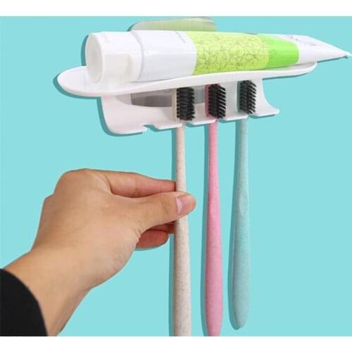 No Punching And No Trace Paste Toothbrush Holder Razor Holder Wall-Mounted Toothbrush Holder Bathroom Storage Rack