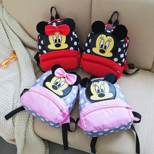 Disney Children Minnie Bags girls Kindergarten Children School Bags Cartoon bow Baby Girl School Backpack Children Backpack