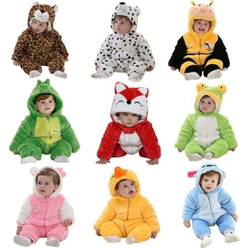 0-3 Years Baby Warm Rompers Winter Infant Jumpsuit Flannel Boys Girls Hooded Sleepwear Climb Soft Clothes Mobile Phone Straps