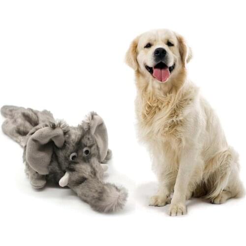 Pet Dog Chew Toy Cute Squeak Animal Plush Toy Dog Chew Squeaky Squirrel Dog Toys Elephant Shape Bite-resistant Toy