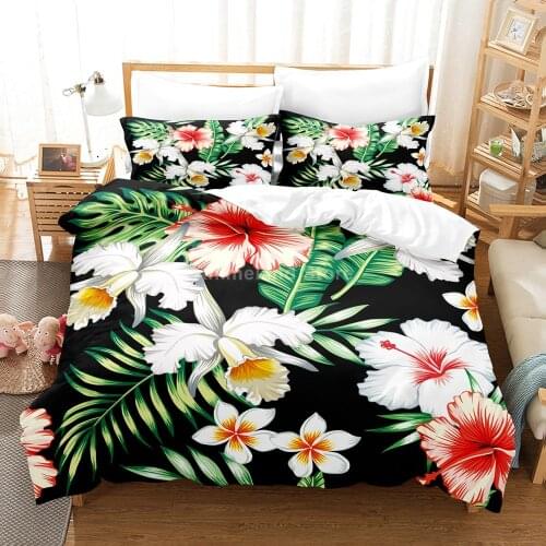 Flower Leaves 3d Bedding Set Duvet Cover Sets Comforter Bed Linen Decor Custom Twin Queen King Single Size Floral Tropical Bed