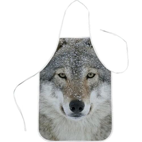 CLOOCL Animal Wolf Kitchen Apron 3D Printed Sleeveless Polyester Aprons for Adult Child Home Cleaning Tools Waist Baking Aprons