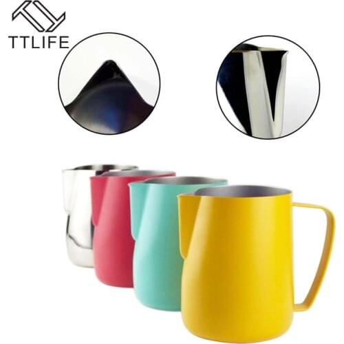 TTLIFE Milk Jug 0.3-0.6L Stainless Steel Frothing Pitcher Pull Flower Cup Coffee Milk Frother Latte Art Milk Foam Tool Coffeware