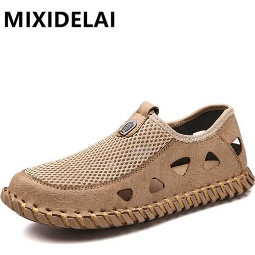 2021 New Mens Casual Shoes Fashion Comfortable Mens Shoes High Quality Mesh Men Summer Shoes Handmade Flat Shoes Size 38-46