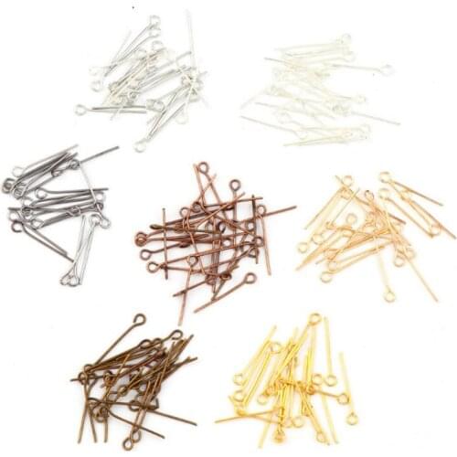 Wholesale 100pcs/lot Silver Tone Stainless Steel Eye Pin Eyepin Needle with 20 30 50mm Length Fit DIY Earring Jewelry Making Sup