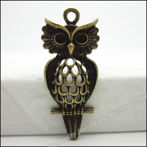 Wholesale 20 pcs Vintage Charms Owl Pendant Antique bronze Fit Bracelets Necklace DIY Metal Jewelry Making