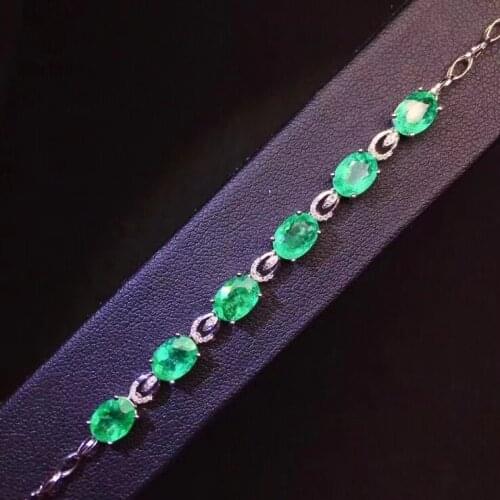 Luxurious water drop round Natural green emerald Bracelet Natural gemstone Bracelet S925 silver women party gift fine Jewelery