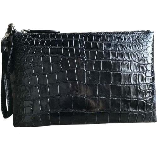 Hongsen crocodile Hand bag crocodile leather men Hand caught belly handbags large capacity men clutch bag men walllet