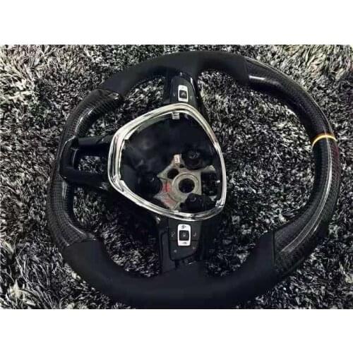 Racing Cuatomized Real Carbon Fiber Sports Steering Wheel Alcantara Leather compatible for Volkswagen polo 2015-2020