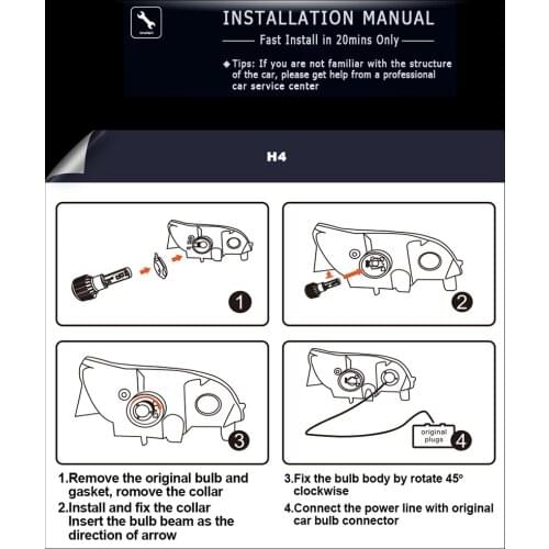 1Pairs H7 LED Headlight High Low Light Bulb Waterproof Bright 9000lm 6000K