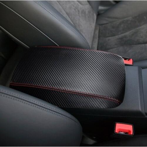 Carbon texture Microfiber Leather Car Center Control Armrest Box Cover Trim For Audi A3 2017 2018