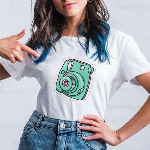 Versatile Women T Shirts Women Vintage Camera Printer Vogue Printed Design Harajcku T Shirts Modern Creative Streetwear Clothing