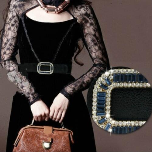 Joker RV crystal elastic belt woman wide to buckle simple slim waist sealing fashion decoration match woman jacket 70*4CM