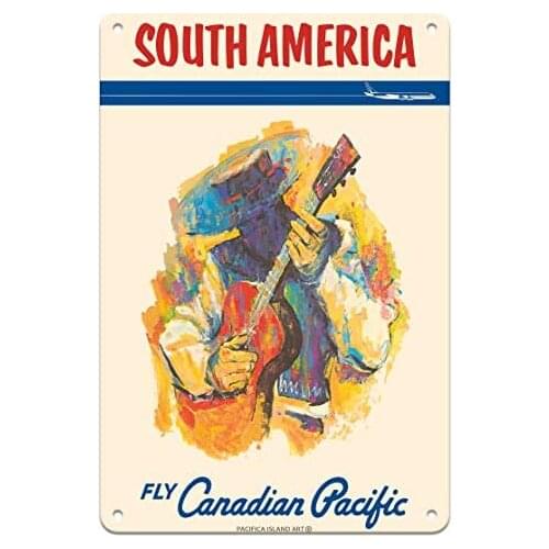 South America - Fly Canadian Pacific Air Lines - Airline Travel Poster by Maurice Logan c.1934- Metal Sign