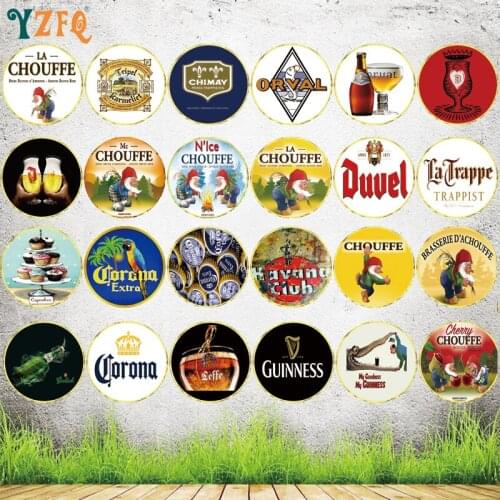 【YZFQ】Belgian Beer Round Metal Sign Irregular Plate Wall kitchen Cafe Bar Home Art Man Cave Vintage Decoration 30CM YY-1