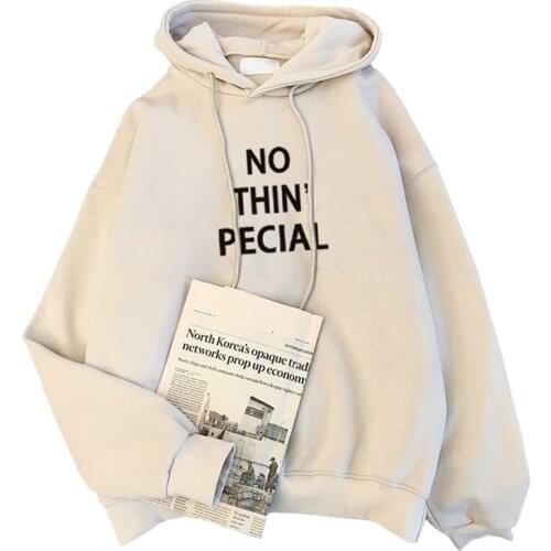 Fall / Winter 2020 Beige Letter Print Hoodie Women