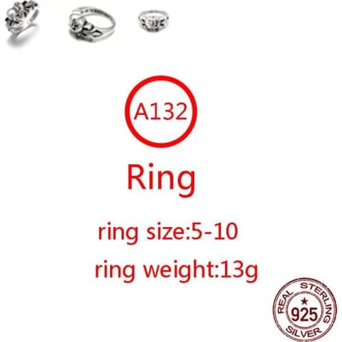 A132 S925 sterling silver ring cross flower heart-shaped retro personality net red hip-hop style couple fashion jewelry
