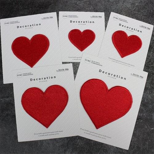 1 PCS High Quality Cute fashion heart embroidery sticky cloth paste clothes patch hole DIY accessories iron on patch