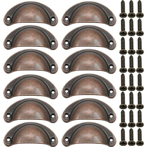 12PCS Retro Metal Kitchen Drawer Cabinet Door Handle And Furniture Knobs Hardware Cupboard Antique Brass Shell Pull Handles