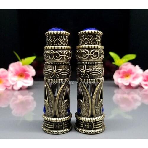 5ML 1Piece Bronze Empty High Class Perfume Bottle, Retro Style Glass Essential Oil Bottle, Portable Travel Cosmetic Containers