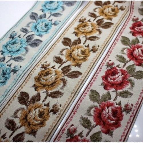 Ethnic rose embroidery jacquard webbing woven tape ribbon lace trim 9cm tribal boho DIY garment bag home textile accessory retro