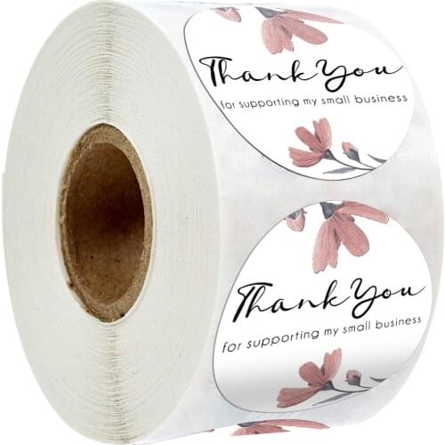 500pcs White Paper Flower Thank You Stickers for Small Business for Handmade Crafts Party Supplies Gift Decoration Sealing Label