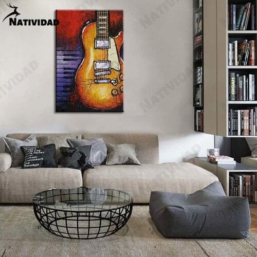 Abstract Canvas Painting Gothic Graffiti Musical Instrument Poster Living Room Home Decoration Concert Hall Wall Art Decor
