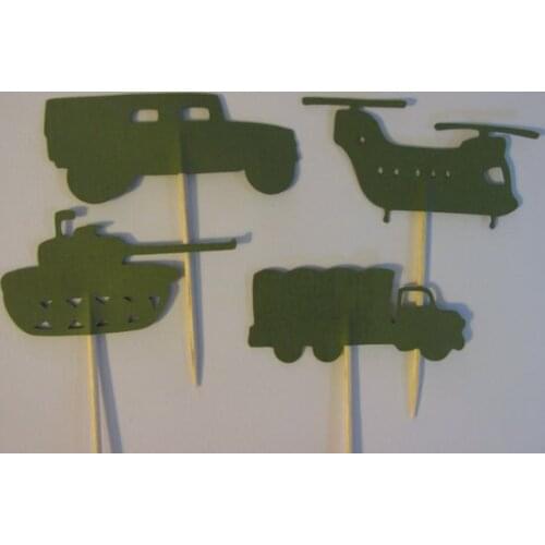 Army cupcake toppers-military Silhouette birthday Party Picks baby shower wedding toothpicks decor
