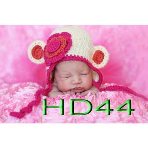 Free shipping, Baby Animal Hat,girls monkey Hat with Earflaps ,Crochet baby monkey Hat , girls flower hat 100% cotton