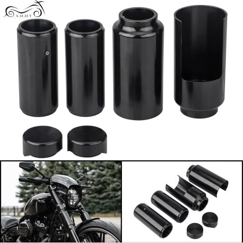 Gloss Black Upper/Lower Fork Cover Tube Cap Kit For Harley Softail Breakout 18