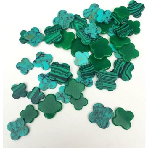 Natural malachite synthetic pine stone clover beads 10/12/14mm size can be selected for DIY jewelry accessories inlay 5PCS/Lot