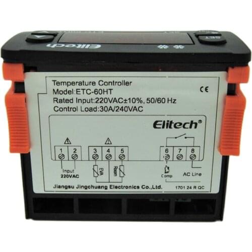 Digital Temperature Controller Thermostat ETC-60HT Cooling Cream 30A Relay Drives 1.5hp Compressor