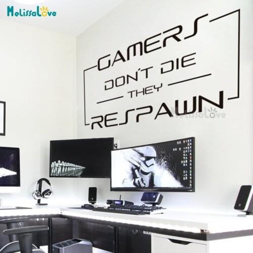 Gamers Dont Die They Respawn Funny Quote Decal Gaming Room Decor Boy Gift Gamer Removable Vinyl Wall Sticker BD418