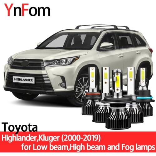 YNFOM LED headlights kit for Toyota Highlander XU20XU40XU50 2000-2019 low/high beam,foglamp,car accessories,car headlight bulbs