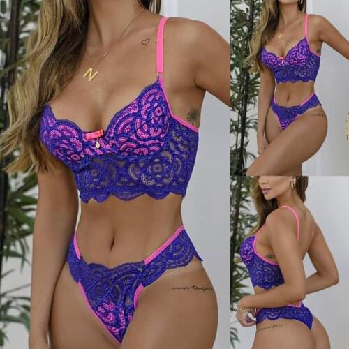 Ladies New Fashion Sexy Bra Set Color Matching Embroidery Sexy Lingerie Temptation Charming Bra Set Сексуальное Нижее Белье 2021