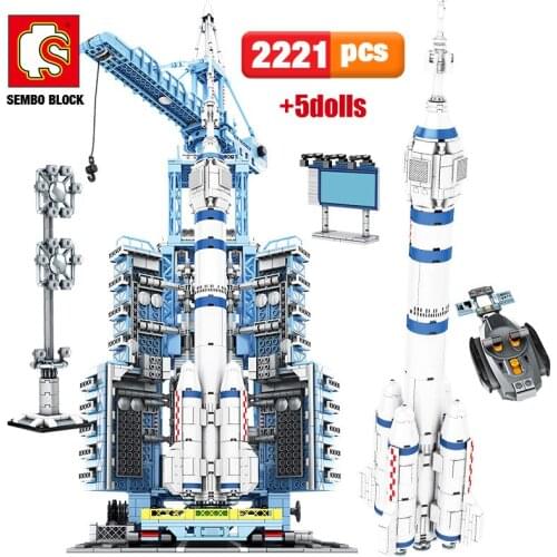 SEMBO City Spaceship RC Aerospace Rocket Building Blocks Technic Remote Control Carrier Space Launch Bricks Toys For Children
