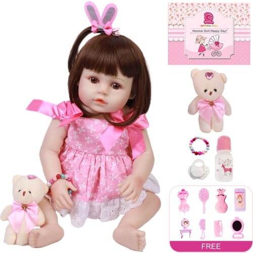 18"48CM Baby Full Body Hair Toy Doll Smooth Vinyl Body Toddle Reborn Doll Bebe Reborn Soft Silicone Realistic Toys for Children