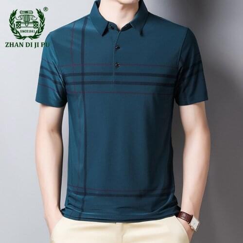 Ice Silk Short-sleeved Polo Shirt Men Fashion Casual Light Printing Male Tops Summer Slim Clothing Streetwear Polo Shirts Mens